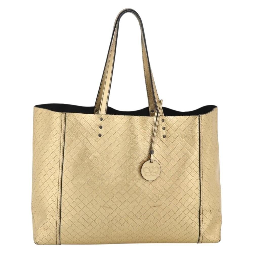 Bottega Veneta Leather Mirage Tote Gold
